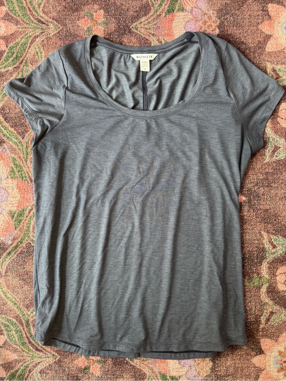 Athleta Blue Breezy Women's Scoop Neck Short Sleeve Tee - Large